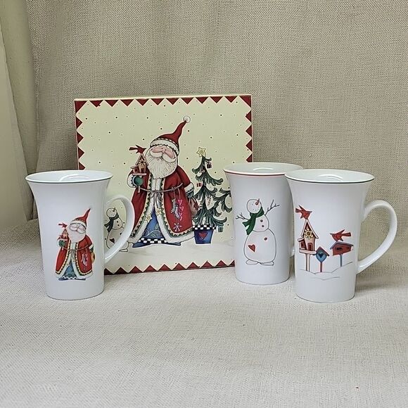 3 Living Quarters Santa Mugs 5"Tall 3.5" Wide with original box - Picture 1 of 9
